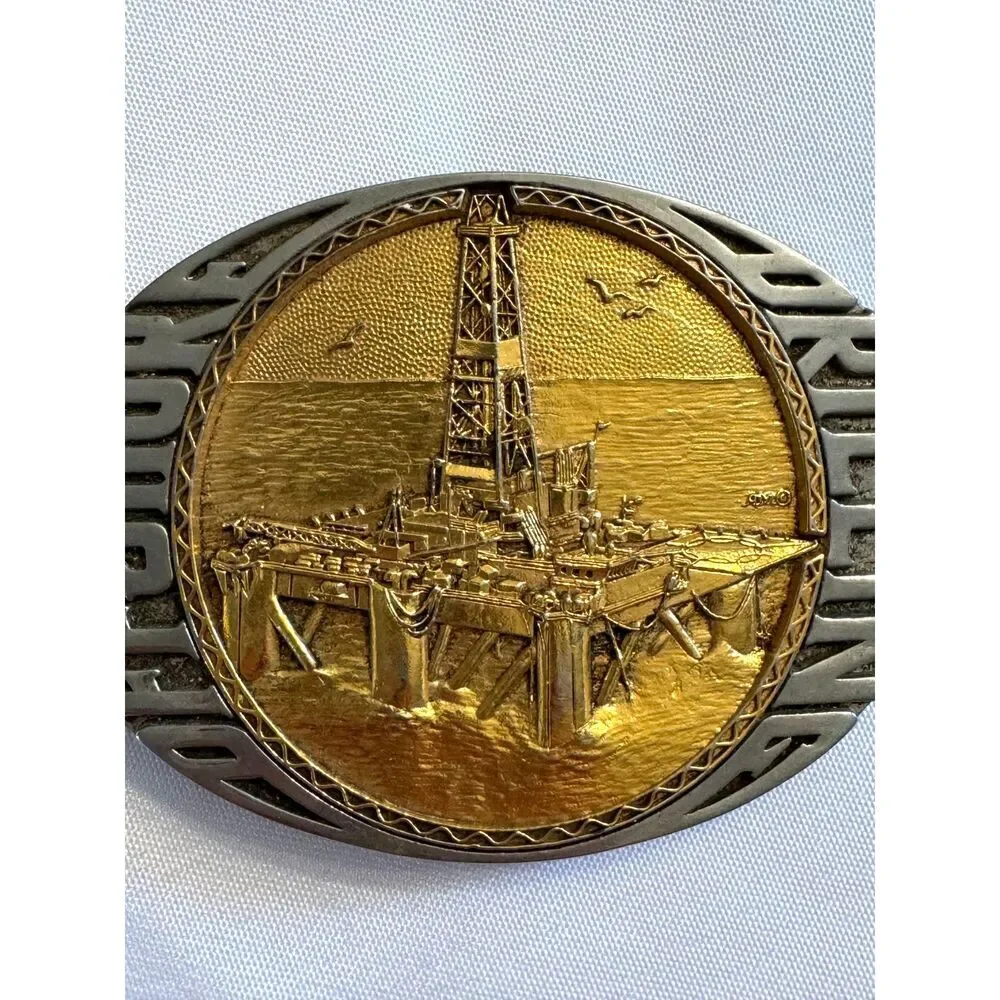Vintage Drilling Offshore belt buckle 24K gold plated; incredible